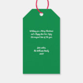 メリークリスマスアフリカ系アメリカ人サンタクロース緑 ギフトタグ (裏面)