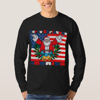 メリークリスマスアメリカサンタクローおもしろいスUSA Tシャツ