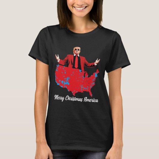 メリークリスマスアメリカドナルドトランプ報道クリスマス Tシャツ (正面)