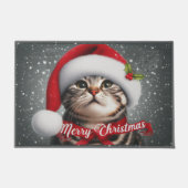 メリークリスマスアメリカンショートヘア猫サンタ猫 ドアマット (正面)