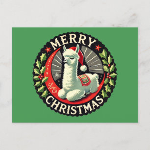 メリークリスマスアルパカのアートワーククリスマスアートワーク ポストカード