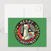 メリークリスマスアルパカのアートワーククリスマスアートワーク ポストカード (正面/裏面)