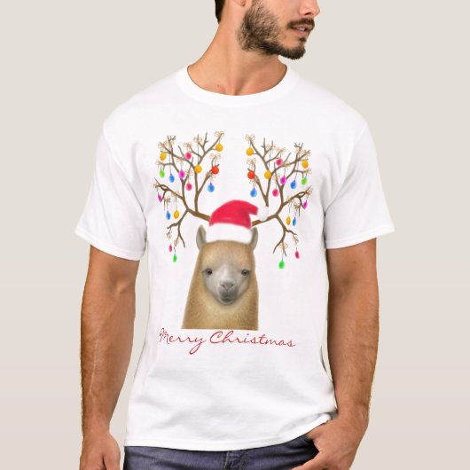 メリークリスマスアルパカのシャツ Tシャツ (正面)