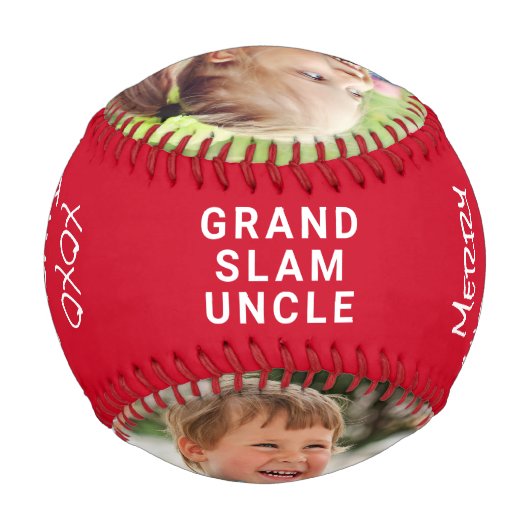 メリークリスマスアンクルフォトレッド 野球ボール (裏面)