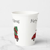 メリークリスマスアンティークレッドトラッククリスマス紙 紙コップ (右)