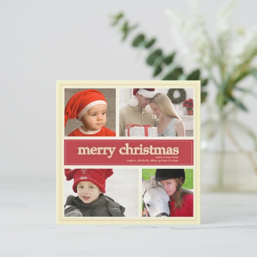 メリークリスマスアンティーク&レッド4フォトグリーティング シーズンカード (スタンド正面)