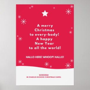 メリークリスマスアンドハッピーニューイヤーディケンズ引用文 ポスター