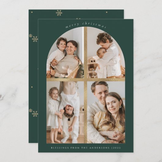 メリークリスマスアーチフェイク金箔4枚 シーズンカード (正面/裏面)