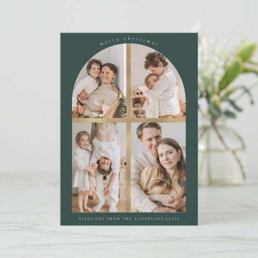 メリークリスマスアーチフェイク金箔4枚 シーズンカード (スタンド正面)