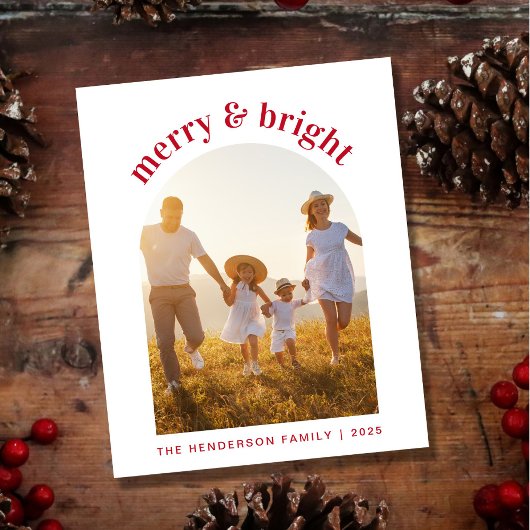 メリークリスマスアーチフォトバジェットホリデーカード