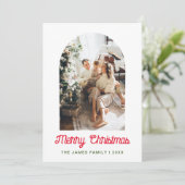 メリークリスマスアーチフォトファミリーホリデーカード サンキューカード (スタンド正面)