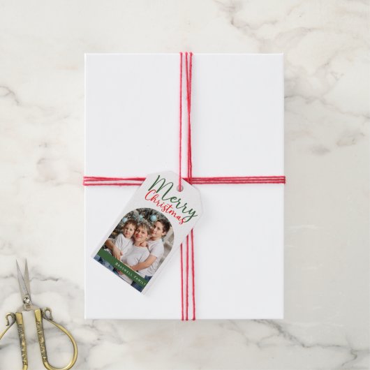 メリークリスマスアーチフォトファミリーモデル ギフトタグ (より糸付き)
