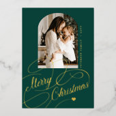 メリークリスマスアーチ写真実在金ゴールド 箔シーズンカード (正面)