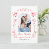 メリークリスマスアーチ写真手描き赤フレーム シーズンカード (スタンド正面)