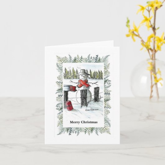 メリークリスマスアーティスト雪だるま絵を描ズプリント カード (黄色い花)