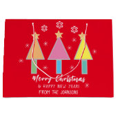 メリークリスマスアートファミリーモダン名かわいい ラージペーパーバッグ (正面)