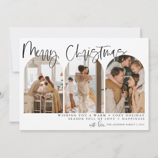 メリークリスマスアーモダンチフォトホリデーカード シーズンカード (正面)