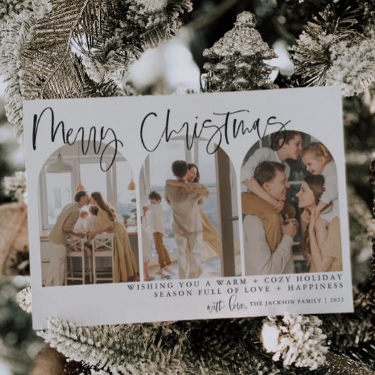 メリークリスマスアーモダンチフォトホリデーカード シーズンカード