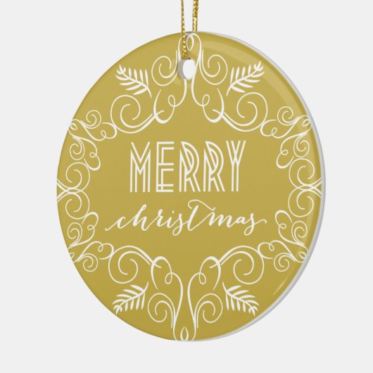 メリークリスマスアールデコフレーム金ゴールドホリデーフォト セラミックオーナメント (左)
