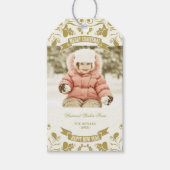 メリークリスマスアールヌーボーフローラが華やかな写真 ギフトタグ (正面)