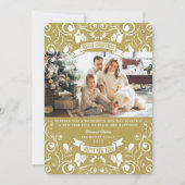 メリークリスマスアールヌーボーフローラが華やかな写真 シーズンカード (正面)