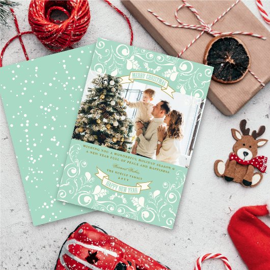 メリークリスマスアールヌーボーフローラが華やかな写真 シーズンカード