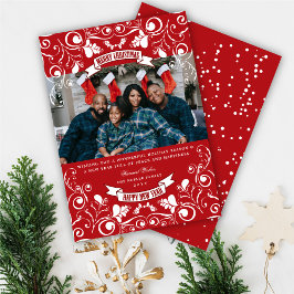 メリークリスマスアールヌーボーフローラが華やかな写真 シーズンカード