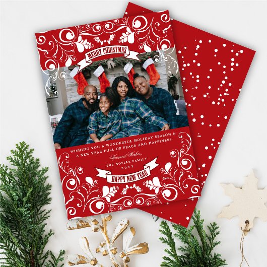 メリークリスマスアールヌーボーフローラが華やかな写真 シーズンカード