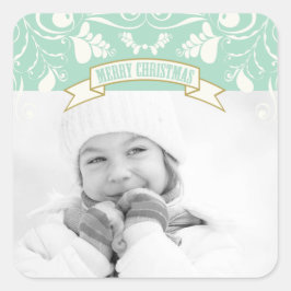 メリークリスマスアールヌーボーフローラが華やかな写真 スクエアシール