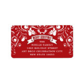 メリークリスマスアールヌーボーフローラホリデーアドレス ラベル (正面)