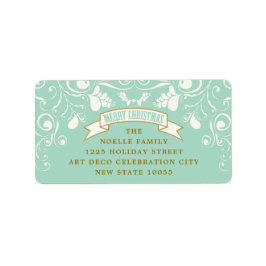 メリークリスマスアールヌーボーフローラホリデーアドレス ラベル