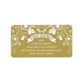 メリークリスマスアールヌーボーフローラホリデーアドレス ラベル (正面)