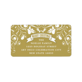 メリークリスマスアールヌーボーフローラホリデーアドレス ラベル