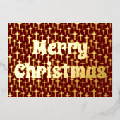 メリークリスマスイエスはレトロな地方のバーガンディを渡る 箔シーズンカード (正面)