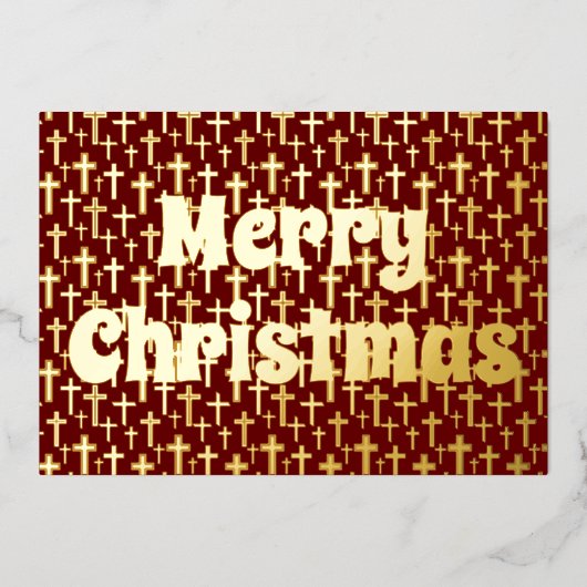 メリークリスマスイエスはレトロな地方のバーガンディを渡る 箔シーズンカード (正面)