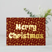 メリークリスマスイエスはレトロな地方のバーガンディを渡る 箔シーズンカード (立ち正面)