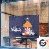 メリークリスマスイエス出生シーンウィンドウにしがみつく ウィンドウサイン (カフェ窓)