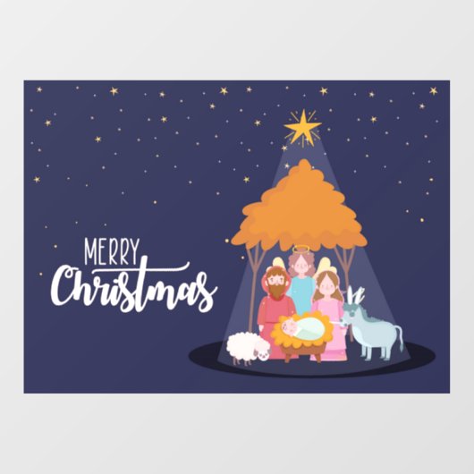 メリークリスマスイエス出生シーンウィンドウにしがみつく ウィンドウサイン (シート)