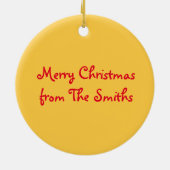 メリークリスマスイエローベルホリデーシュガークッキー セラミックオーナメント (裏面)