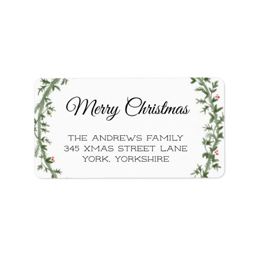 メリークリスマスイブグリーン差出人住所ラベル ラベル (正面)