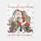 メリークリスマスイブサンタペッツドッグキャットクリスマスギフト フリースブランケット (正面)