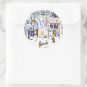 メリークリスマスイブ雪の冬のシーン2 ラウンドシール (バッグ)