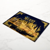 メリークリスマスイヤーハッピーホリデーズブダペスト金ゴールド 箔シーズンカード (回転した状態)