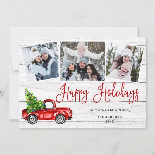 メリークリスマスイヤー赤いファームトラック3写真 シーズンカード (正面)