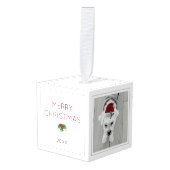 メリークリスマスイヤーPet写真x 4ホリデーおもしろい キューブオーナメント (正面アングル)