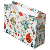 メリークリスマスイラストレーションパターン ラージペーパーバッグ (正面アングル)