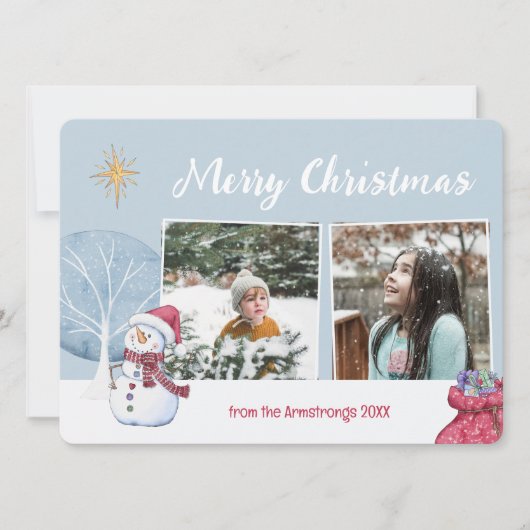 メリークリスマスイラストレーションフォトコラージュ シーズンカード (正面)