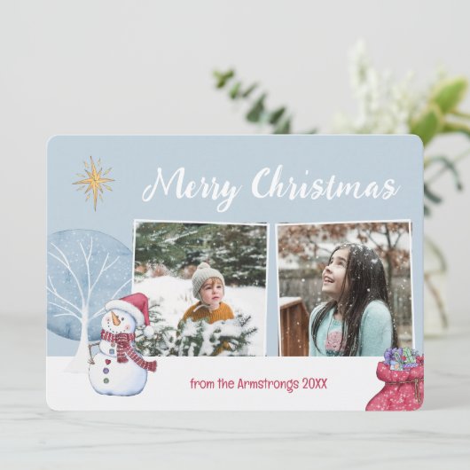 メリークリスマスイラストレーションフォトコラージュ シーズンカード (スタンド正面)