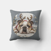 メリークリスマスイングリッシュブルドッグトナカイ クッション (裏面)