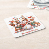 メリークリスマスイングリッシュブルドッグトナリーサンタ スクエアペーパーコースター (アングル)